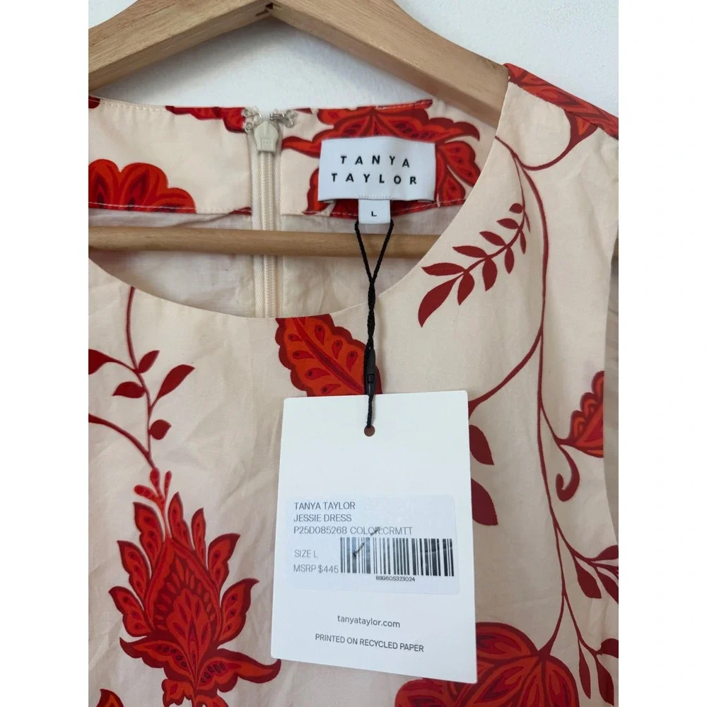 Tanya Taylor Jessie Dress – Floral (Cream/Tomato) – Size Large – NWT - Picture 3 of 4